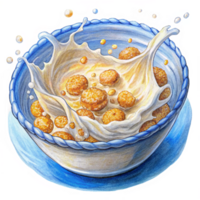 Close-Up of Cereal with Milk Splash png