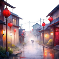 Chinese New Year a misty morning view png