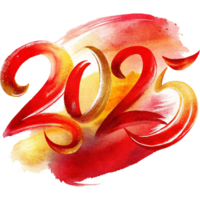 Chinese New Year 2025 in bold rounded typography with each number png