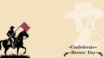 Background Graphic Illustration of confederate heroes day celebration, with brown vintage theme and horse riding hero silhouette, Copy Space Area. Suitable to be placed on content with that theme. vector