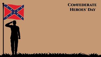 Background Graphic Illustration of confederate heroes day celebration, with brown vintage theme and hero silhouette saluting, Copy Space Area. Suitable to be placed on content with that theme. vector