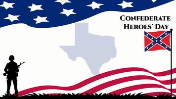 Background Graphic Illustration confederate heroes day celebration, with american flag themed hero silhouette, Copy Space Area. Suitable to be placed on content with that theme. vector
