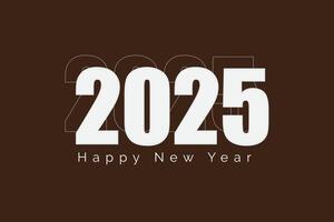Happy new year 2025 text, a white number on a brown background, for card, banner, poster, calendar, etc. vector