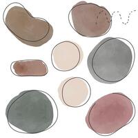 A set of hand-painted abstract watercolor shapes in warm, neutral colors. Ideal for creating unique backgrounds, patterns, or design elements vector