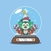 Cute ladybug in snow globe in Christmas day. vector