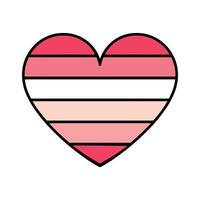 Striped Heart Icon in Pink Shades vector