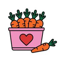 Pink Basket with Carrots and Heart Illustration vector