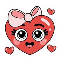 Cute Heart Character with Bow and Smiling Expression vector