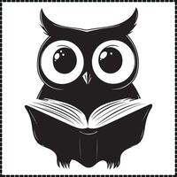 Cute Owl Book Reading Silhouette vector