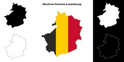 Marche-en-Famenne arrondissement outline map set vector