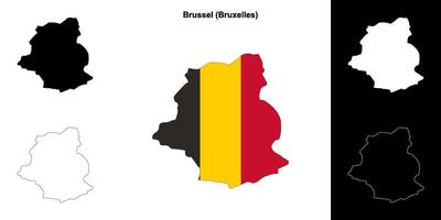 Brussel arrondissement outline map set vector