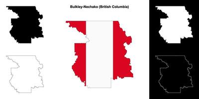 Bulkley-Nechako district, British Columbia outline map set vector