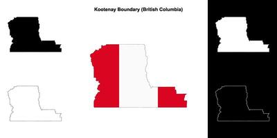 Kootenay Boundary district, British Columbia outline map set vector
