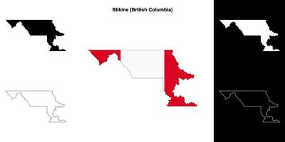 Stikine district, British Columbia outline map set vector