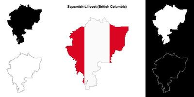 Squamish-Lillooet district, British Columbia outline map set vector
