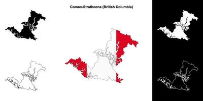 Comox-Strathcona district, British Columbia outline map set vector