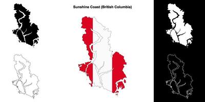 Sunshine Coast district, British Columbia outline map set vector