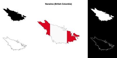 Nanaimo district, British Columbia outline map set vector