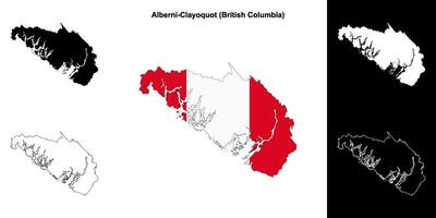 Alberni-Clayoquot district, British Columbia outline map set vector