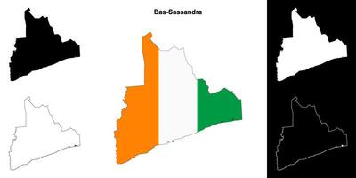 Bas-Sassandra district outline map set vector