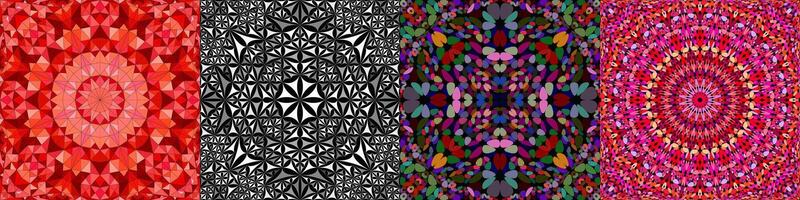Seamless geometrical mandala pattern set vector