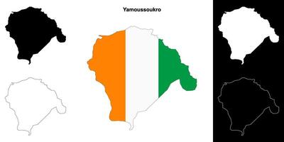 Yamoussoukro district outline map set vector