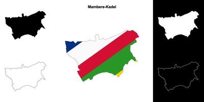 Mambere-Kadei prefecture outline map set vector