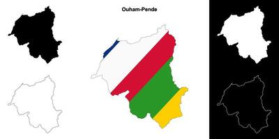 Ouham-Pende prefecture outline map set vector