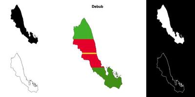 Debub region outline map set vector