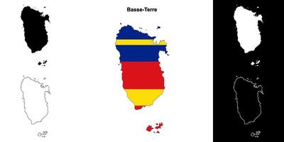 Basse-Terre arrondissement outline map set vector