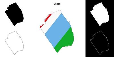 Obock region outline map set vector