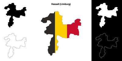 Hasselt arrondissement outline map set vector