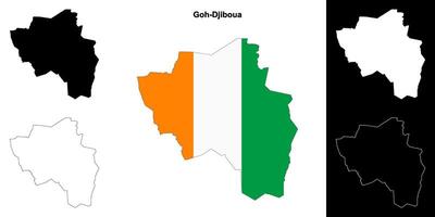 Goh-Djiboua district outline map set vector