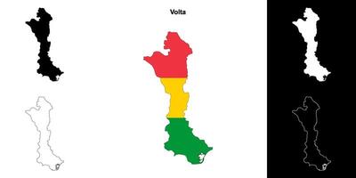 Volta region outline map set vector