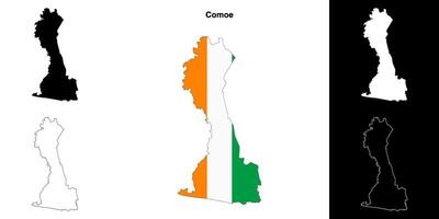 Comoe district outline map set vector