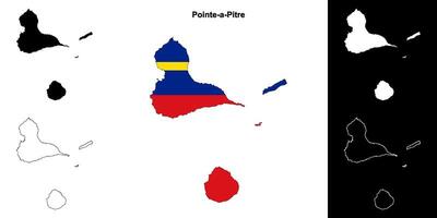 Pointe-a-Pitre arrondissement outline map set vector
