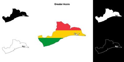Greater Accra region outline map set vector