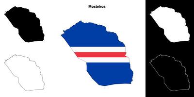 Mosteiros municipality outline map set vector