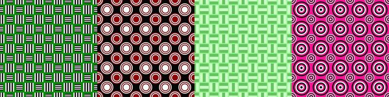 Seamless geometric threetone pattern set vector