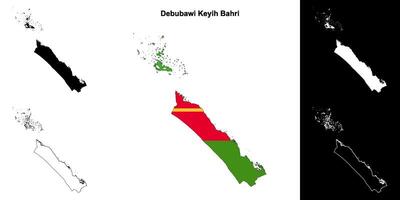 Debubawi Keyih Bahri region outline map set vector