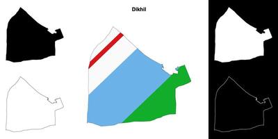 Dikhil region outline map set vector