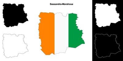Sassandra-Marahoue district outline map set vector