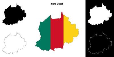 Nord-Ouest region outline map set vector
