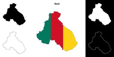 Nord region outline map set vector