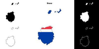 Brava municipality outline map set vector