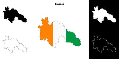 Savanes district outline map set vector