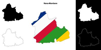 Nana-Mambere prefecture outline map set vector