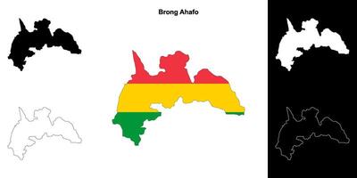 Brong Ahafo region outline map set vector