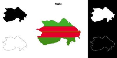 Maekel region outline map set vector