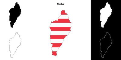 Nimba county outline map set vector
